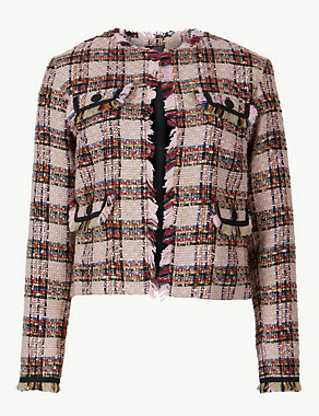 Checked Open Front Blazer Image 2 of 5