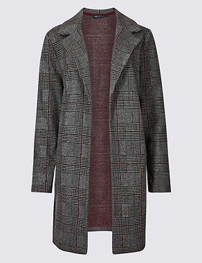 Checked Open Front Coat Image 2 of 4