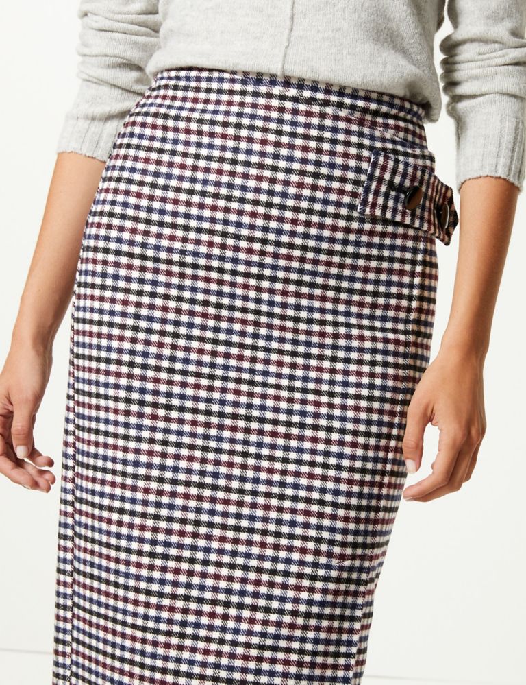 Checked Pencil Midi Skirt with Wool 5 of 5