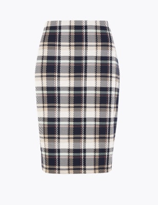Checked Pencil Skirt M S Collection M S
