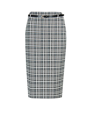 Checked Pencil Skirt with Belt Image 2 of 4