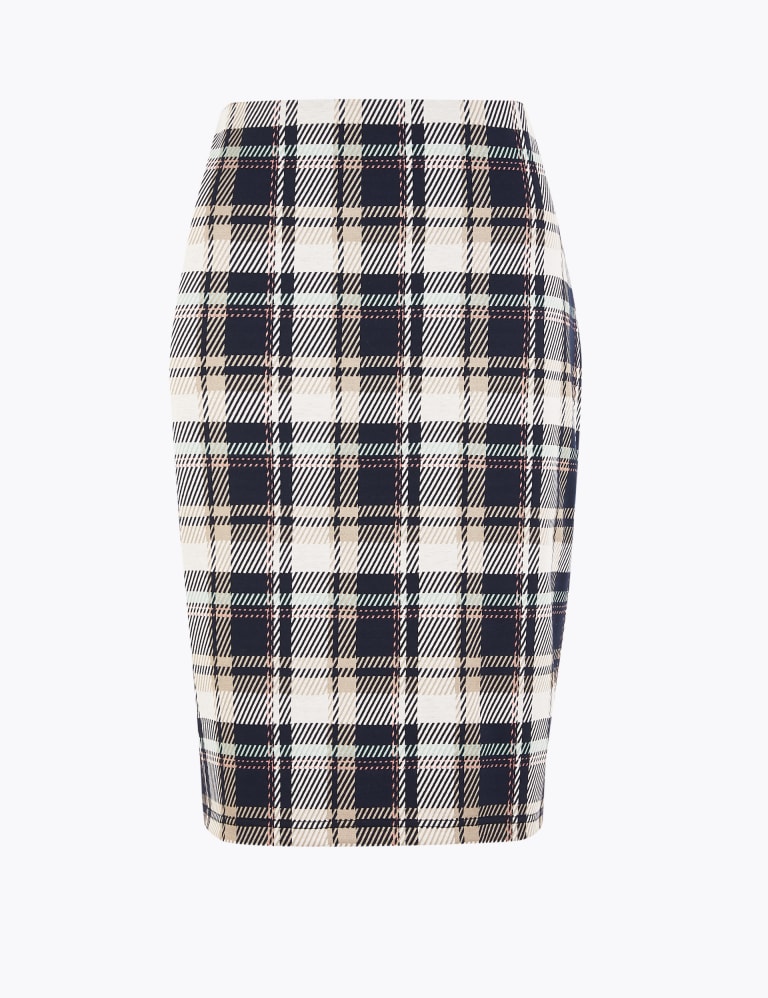 Black and white plaid pencil skirt shop