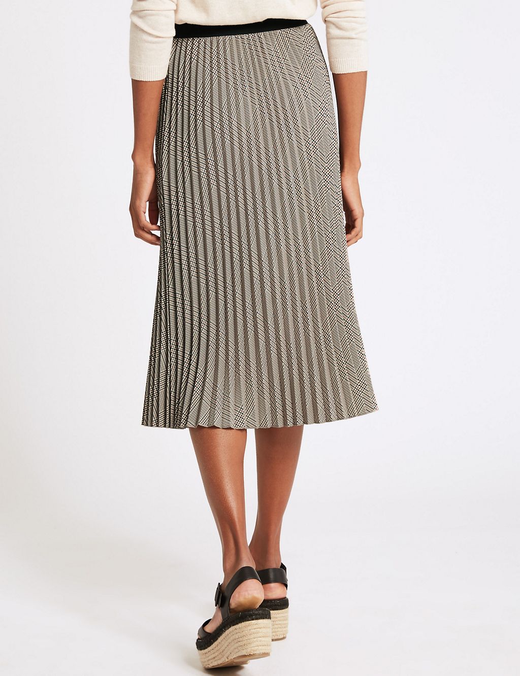 Checked Pleated A-Line Midi Skirt 4 of 5