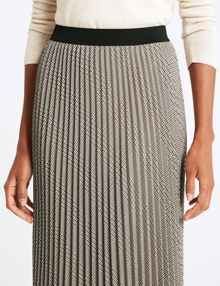 Checked Pleated A-Line Midi Skirt 5 of 5
