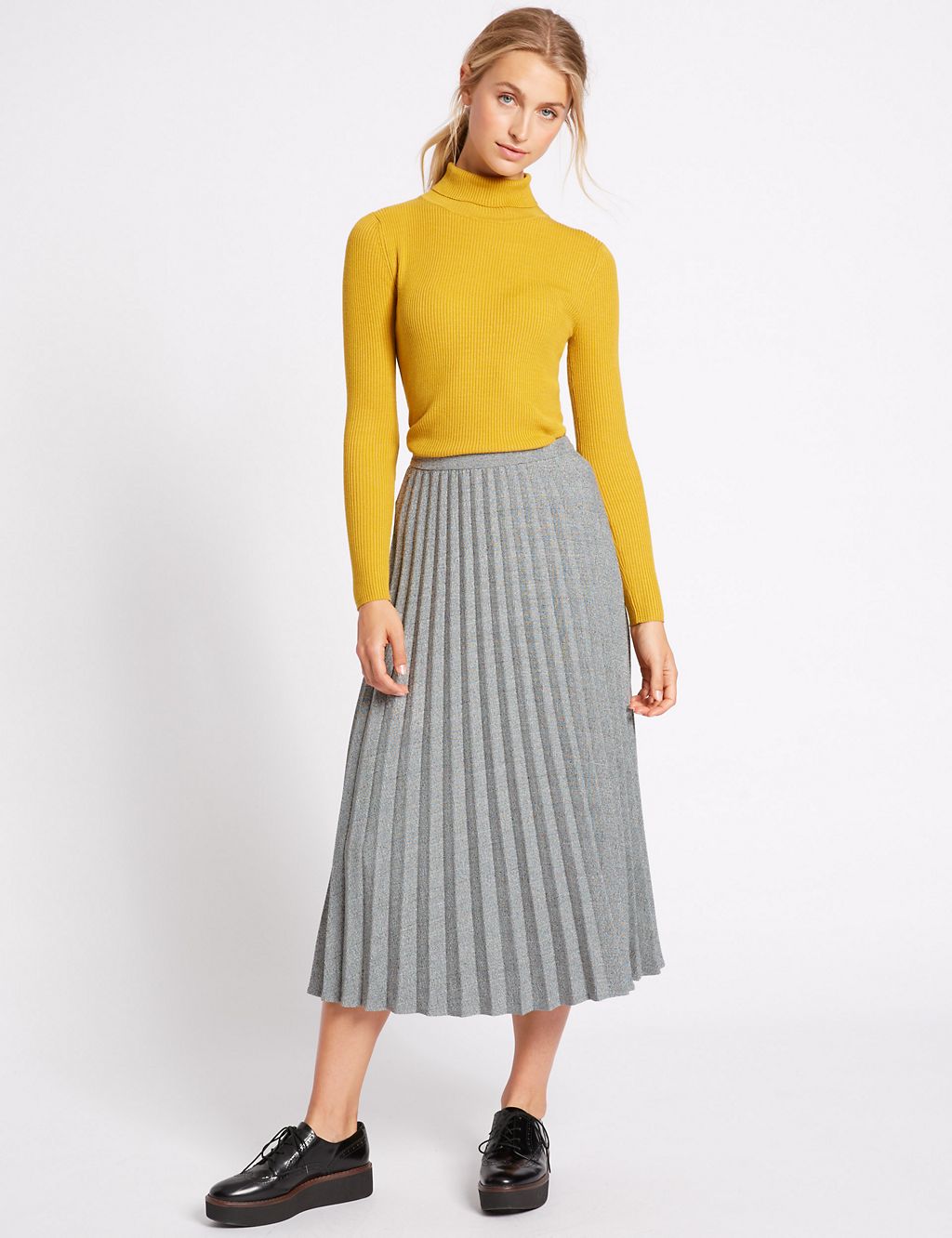 Checked Pleated Midi Skirt 3 of 6