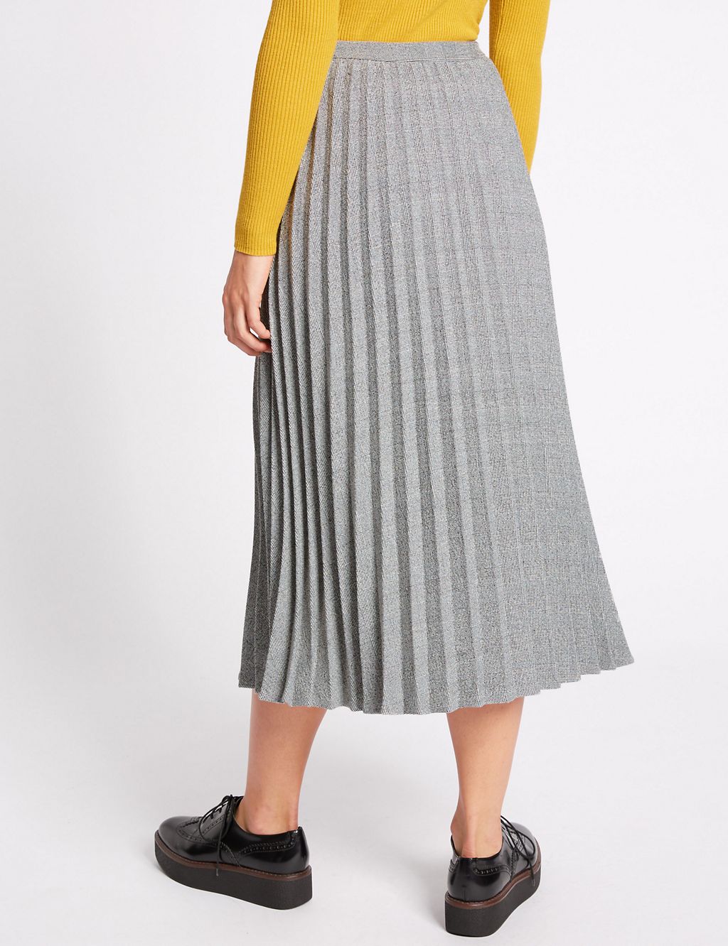 Checked Pleated Midi Skirt 4 of 6