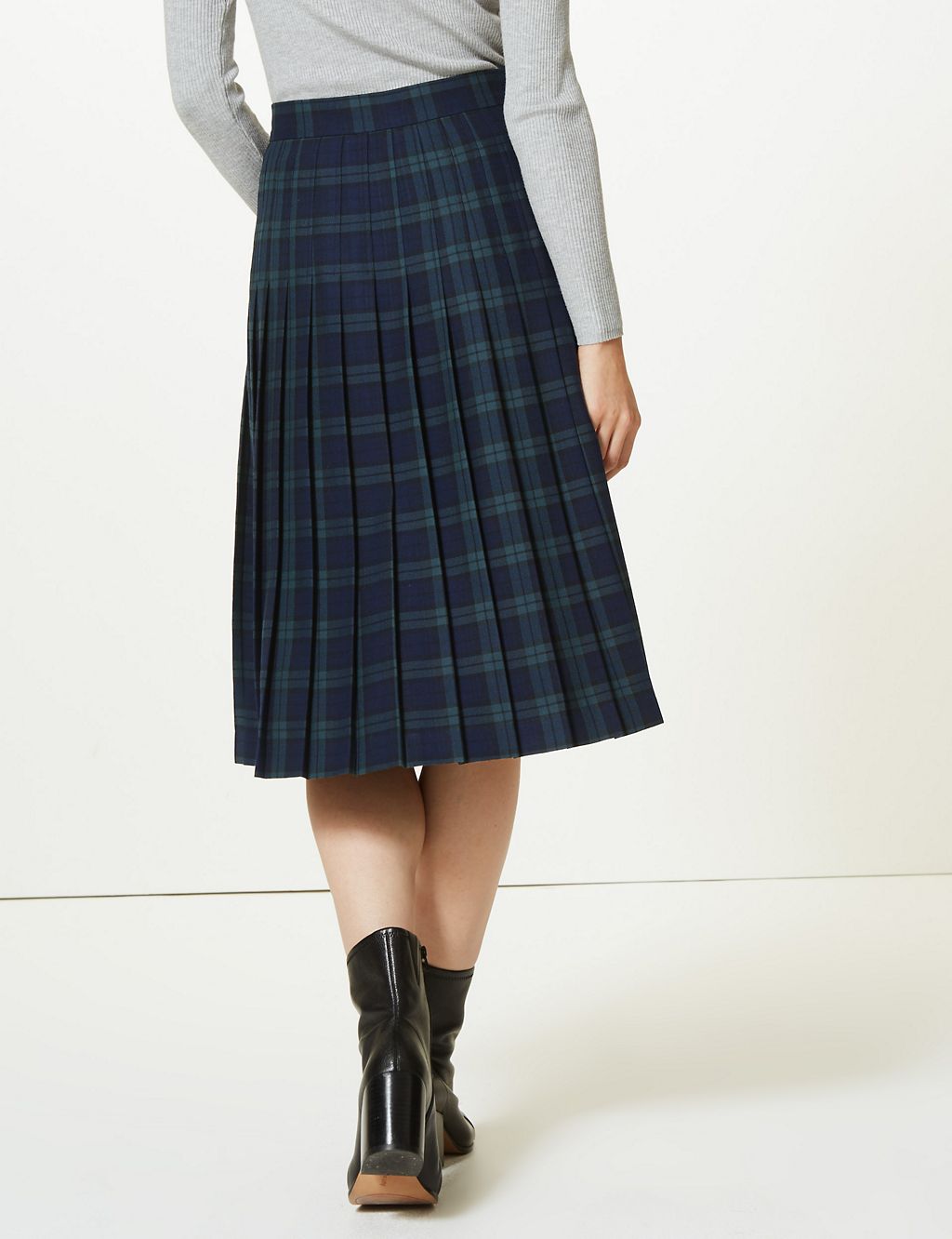 Checked Pleated Midi Skirt 4 of 5