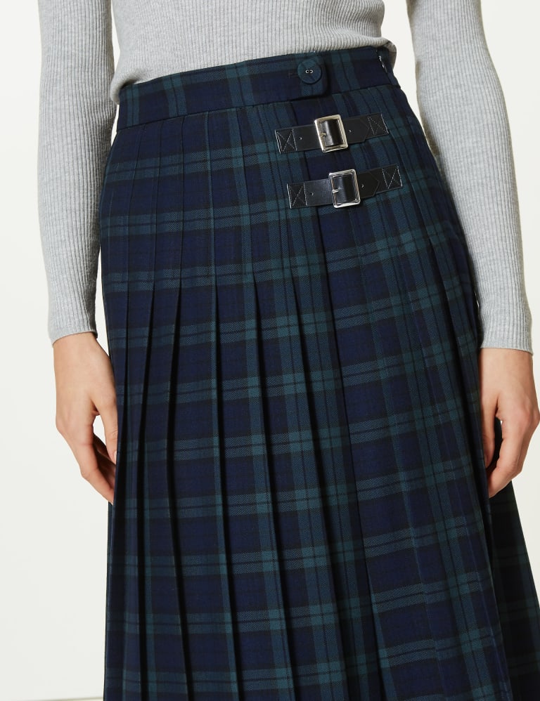 Navy pleated on sale skirt m&s