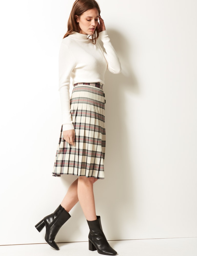 Black pleated skirt m&s hot sale