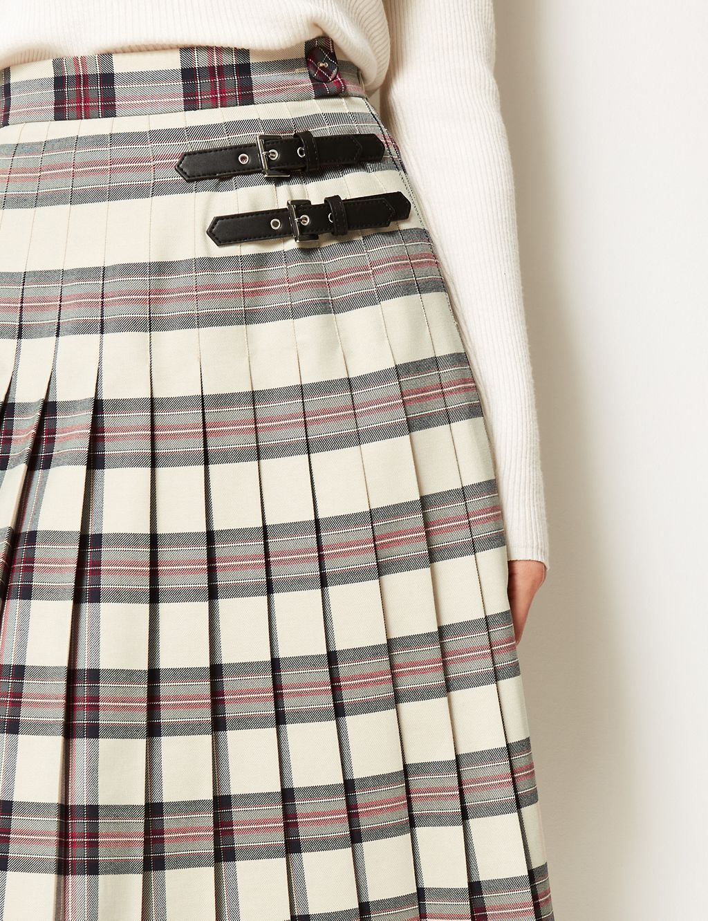 Checked Pleated Midi Skirt 4 of 4