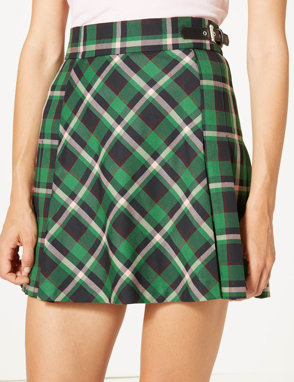 Pleated plaid mini skirt 5t deals