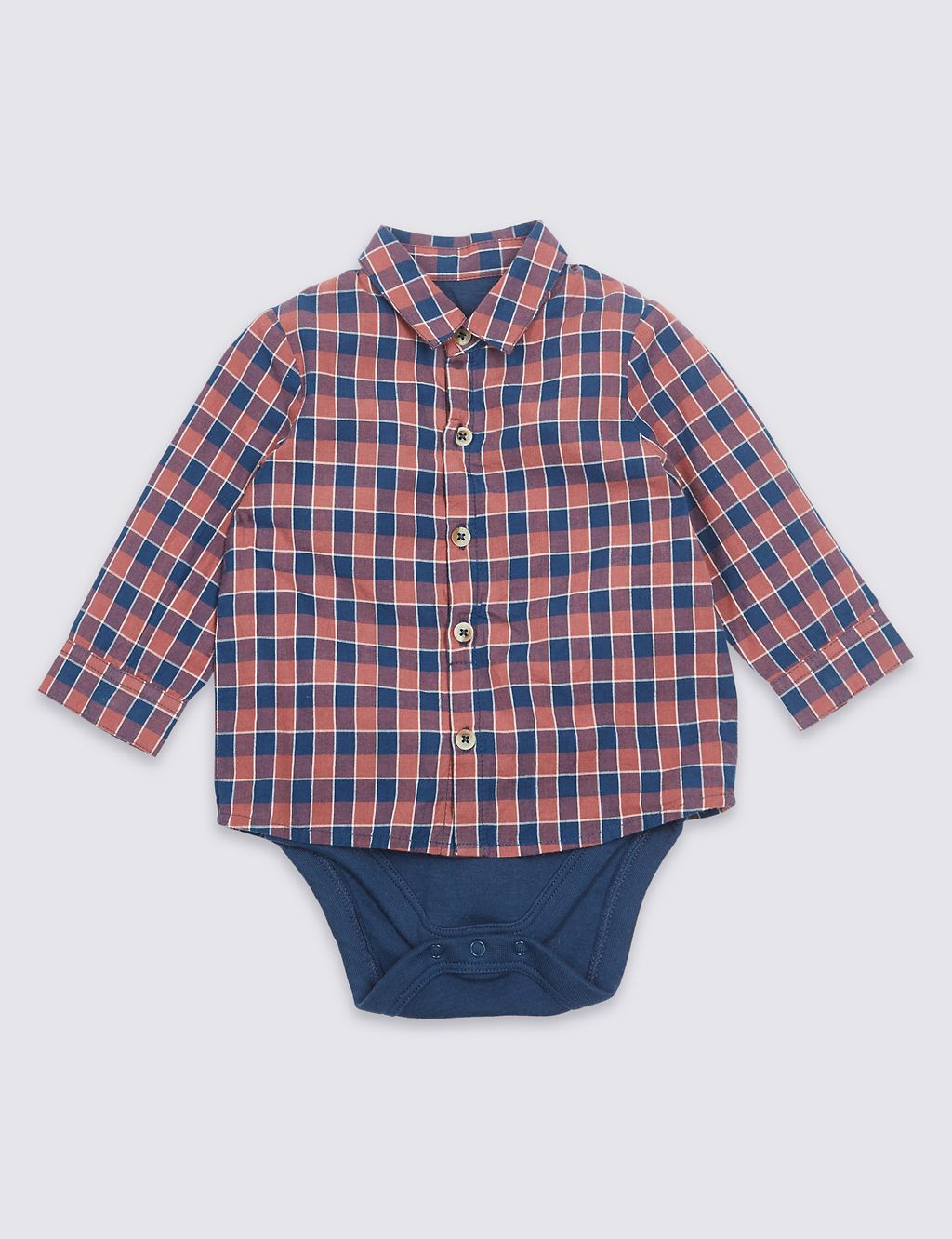 Checked Pure Cotton Shirt Bodysuit 3 of 5