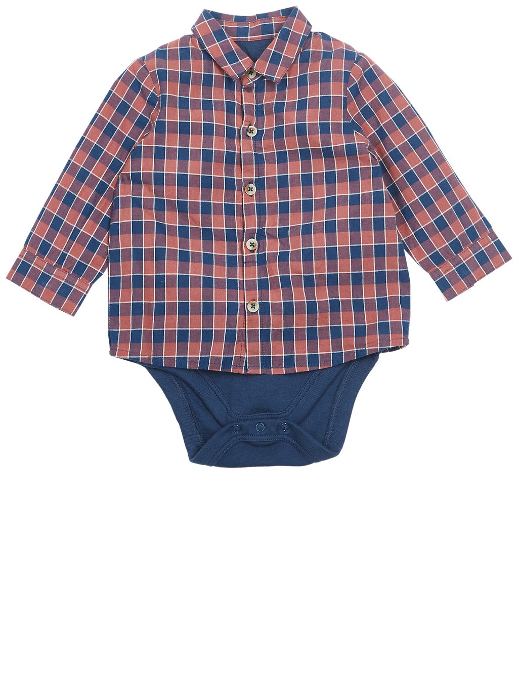 Checked Pure Cotton Shirt Bodysuit 4 of 5
