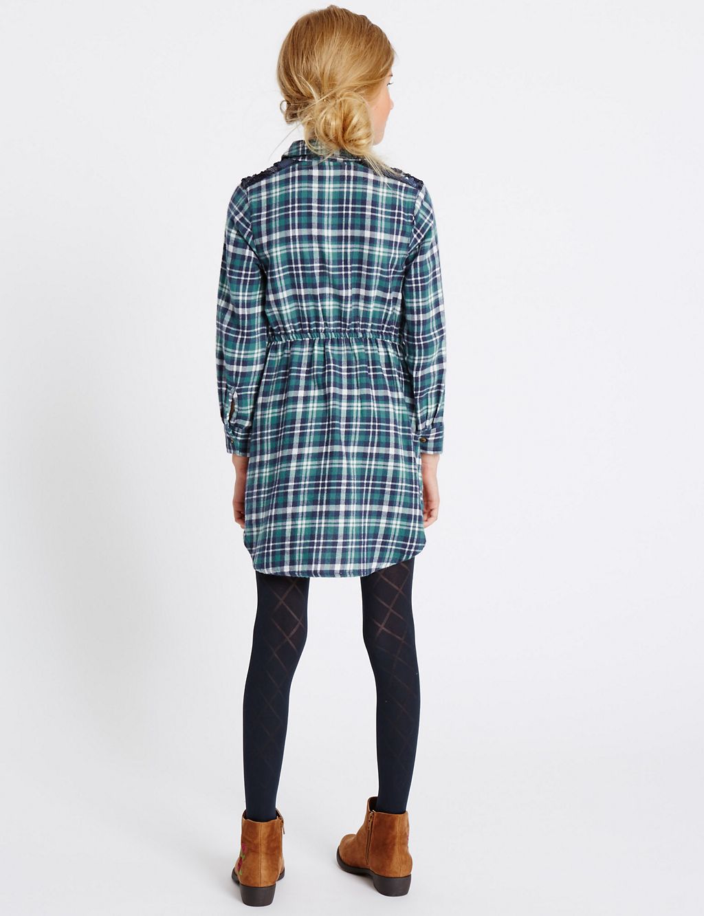 Checked Pure Cotton Shirt Dress (3-14 Years) 2 of 5