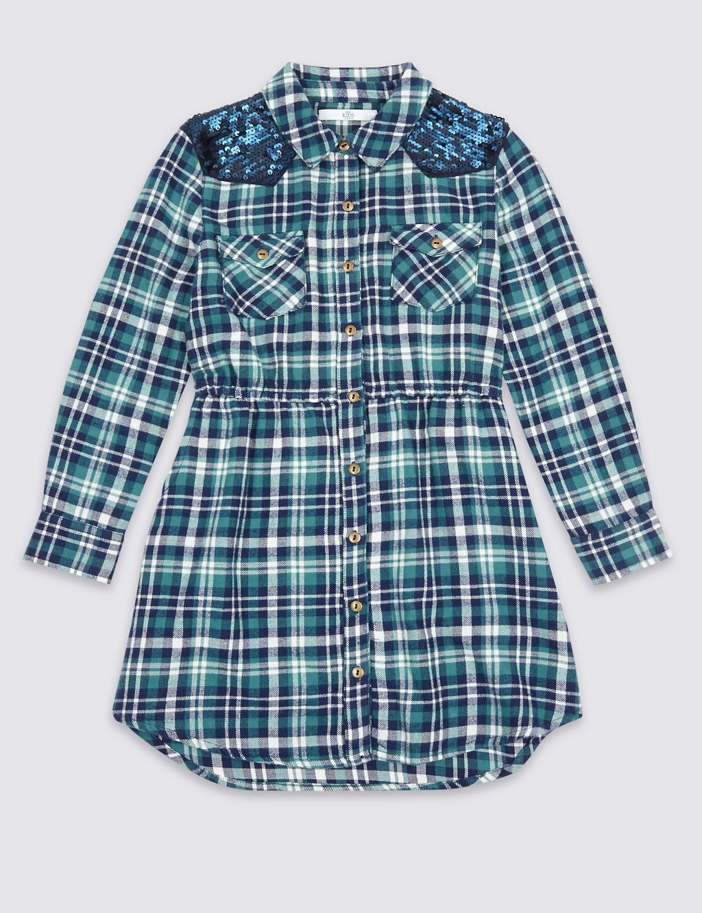 Checked Pure Cotton Shirt Dress (3-14 Years) 1 of 5