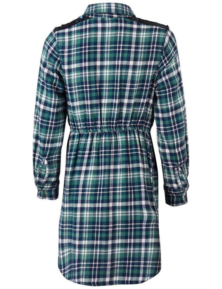 Checked Pure Cotton Shirt Dress (3-14 Years) 5 of 5
