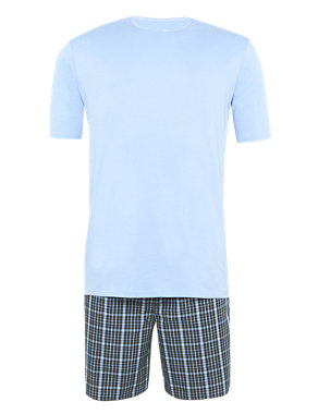 Checked Pyjama Shorts & T-Shirt Image 2 of 5