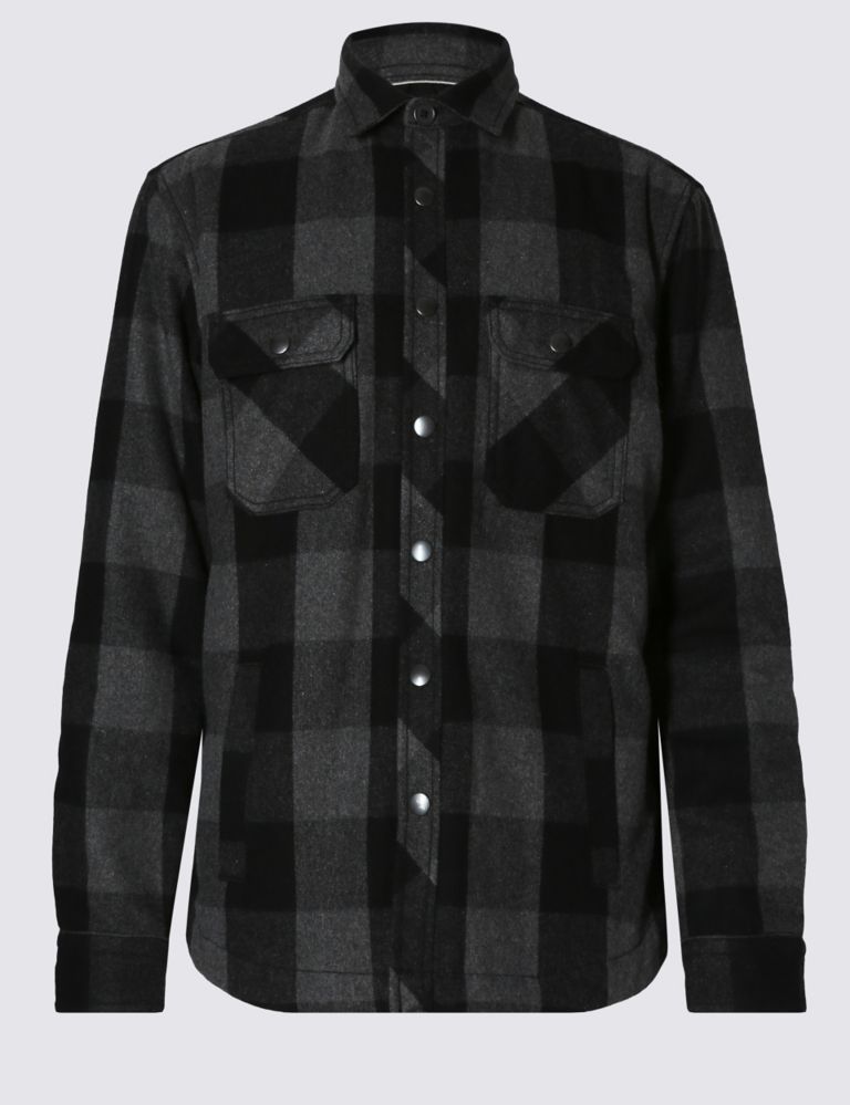 Checked Quilted Shirt with Wool 1 of 6