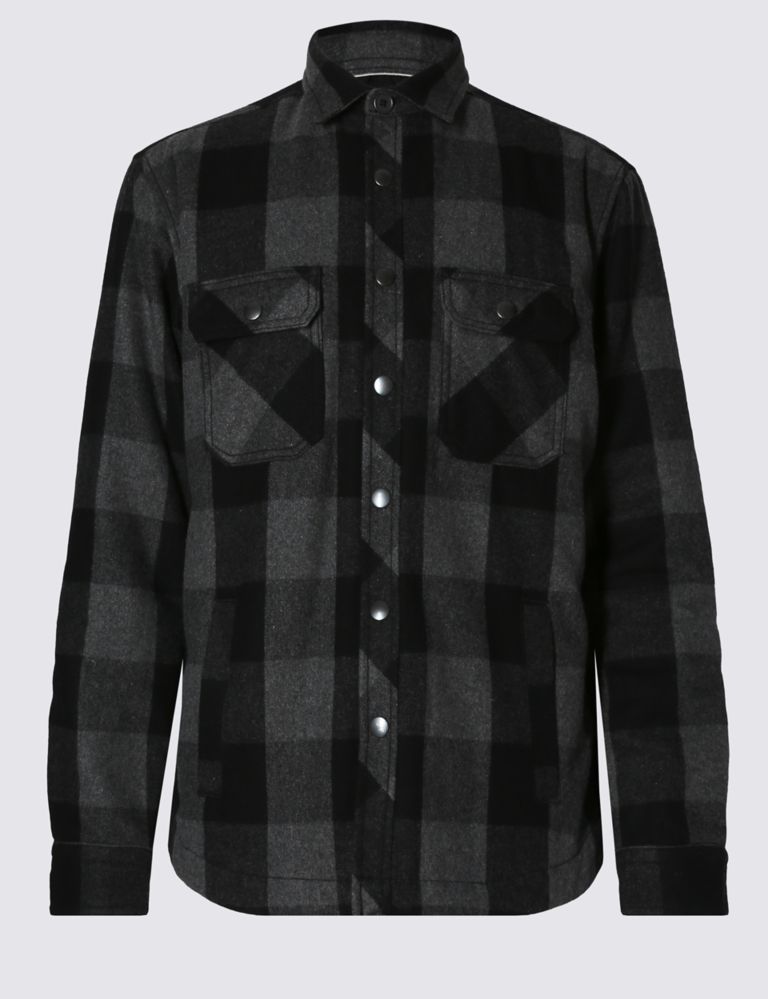 Checked Quilted Shirt with Wool 2 of 6