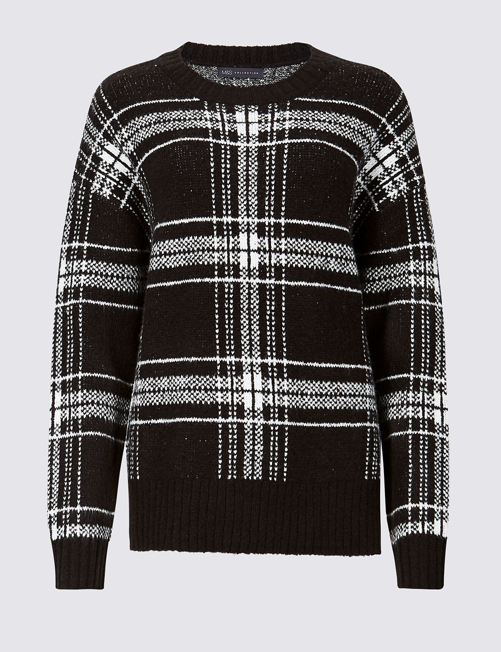 Checked Relaxed Round Neck Jumper 1 of 4