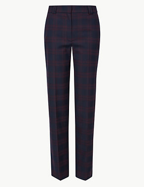 Checked Relaxed Straight Leg Crepe Trousers Image 2 of 5