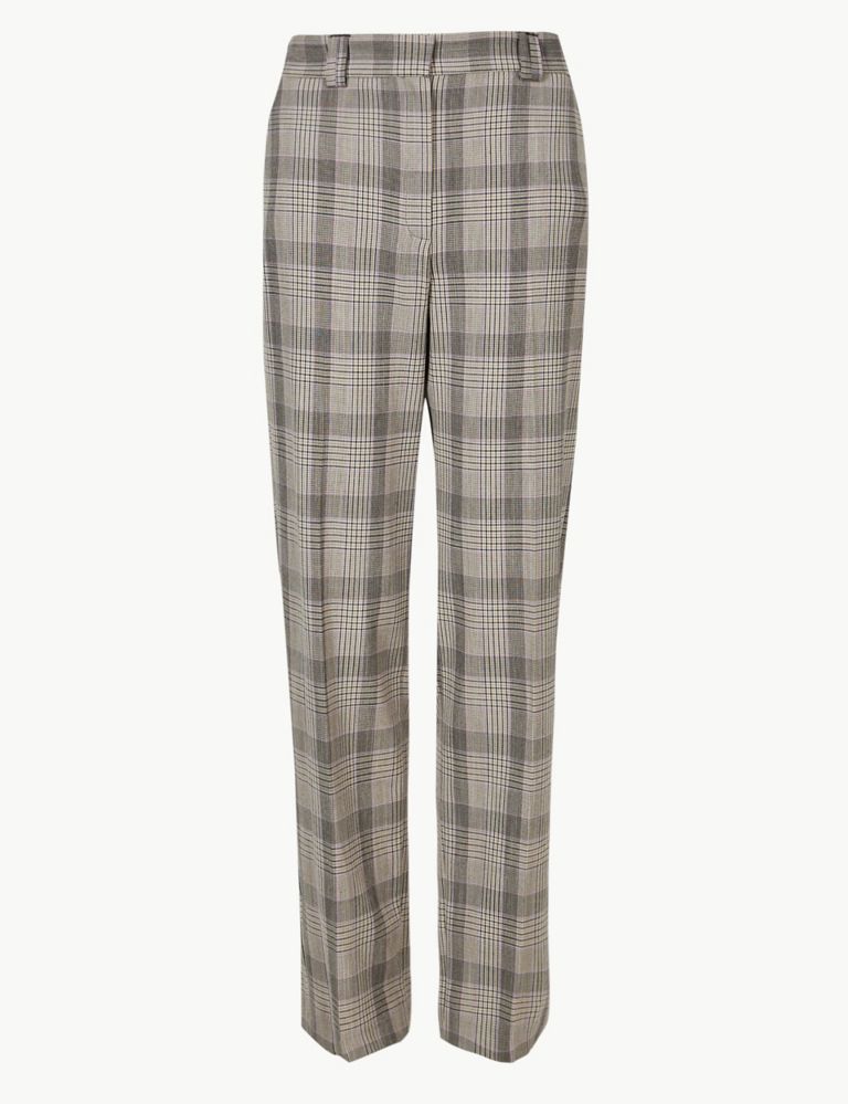 Checked Relaxed Straight Leg Trousers 2 of 5