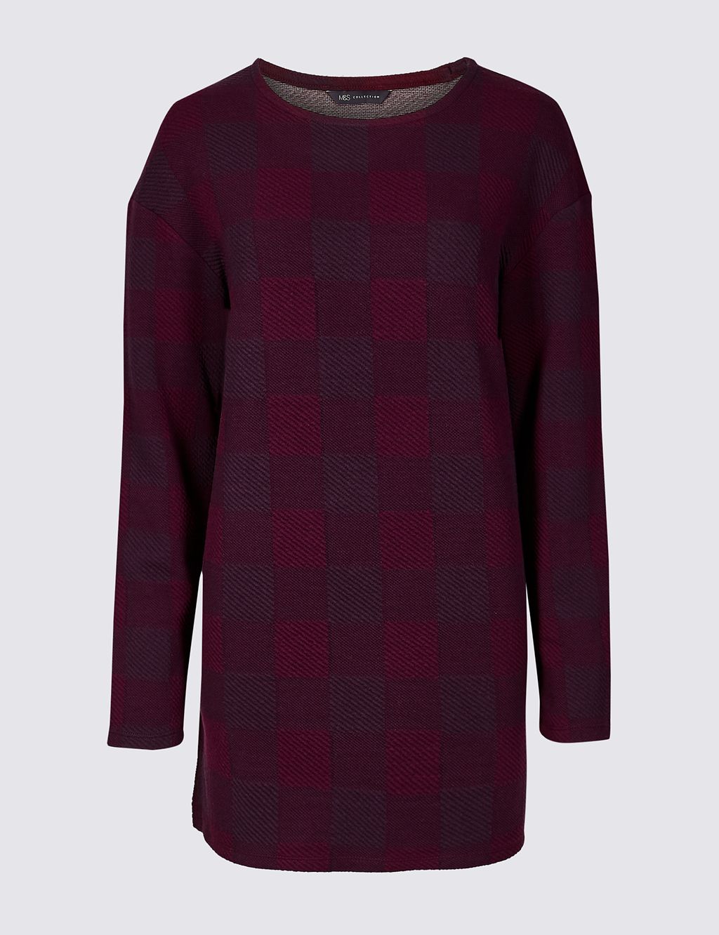 Checked Round Neck Long Sleeve Top 1 of 4
