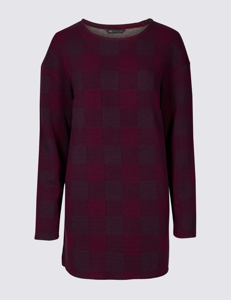 Checked Round Neck Long Sleeve Top 2 of 4