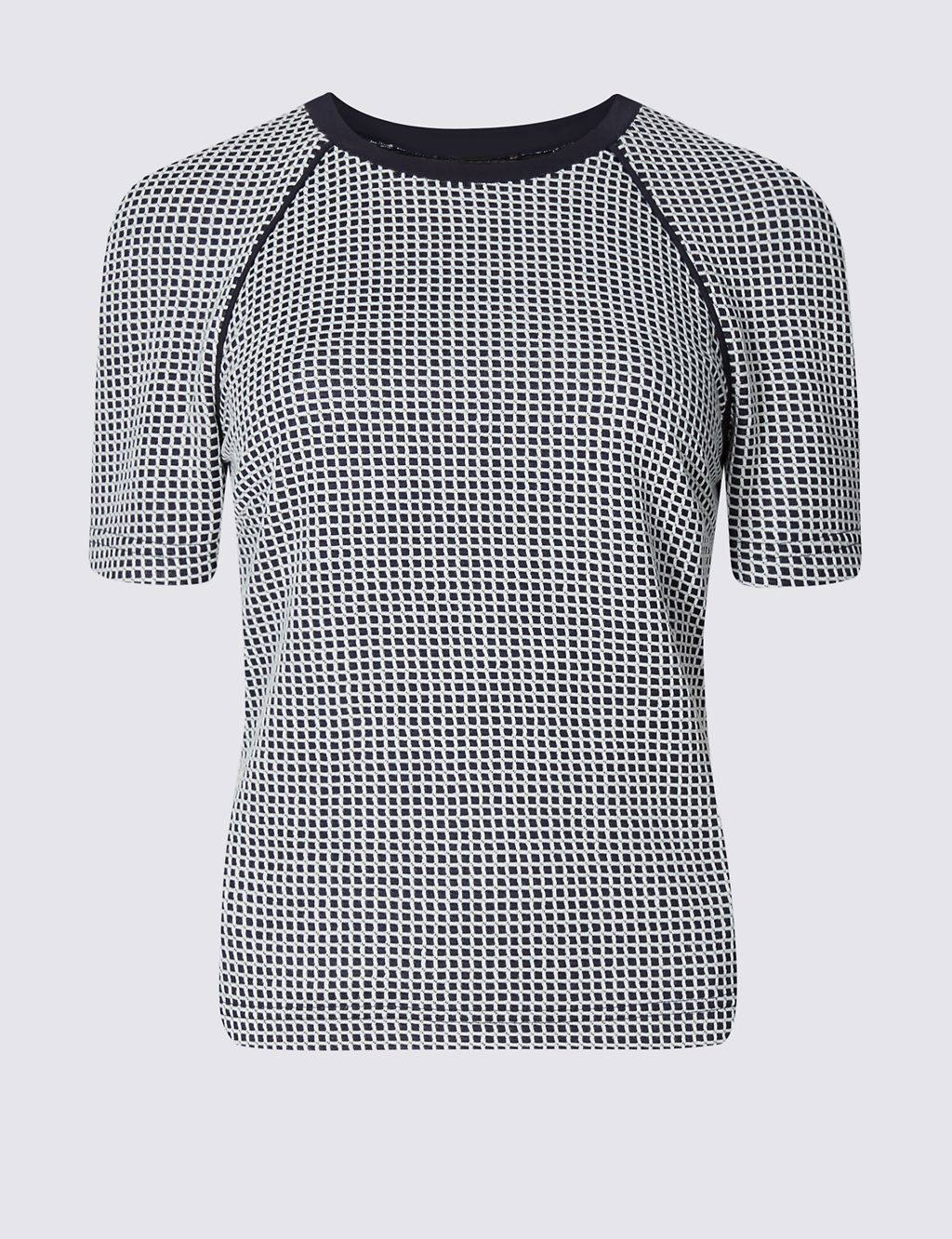 Checked Round Neck Short Sleeve Shell Top 1 of 6