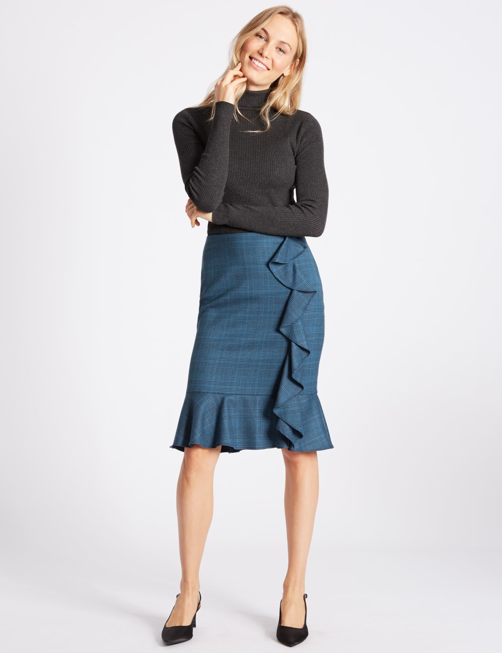 Ruffle top pencil skirt