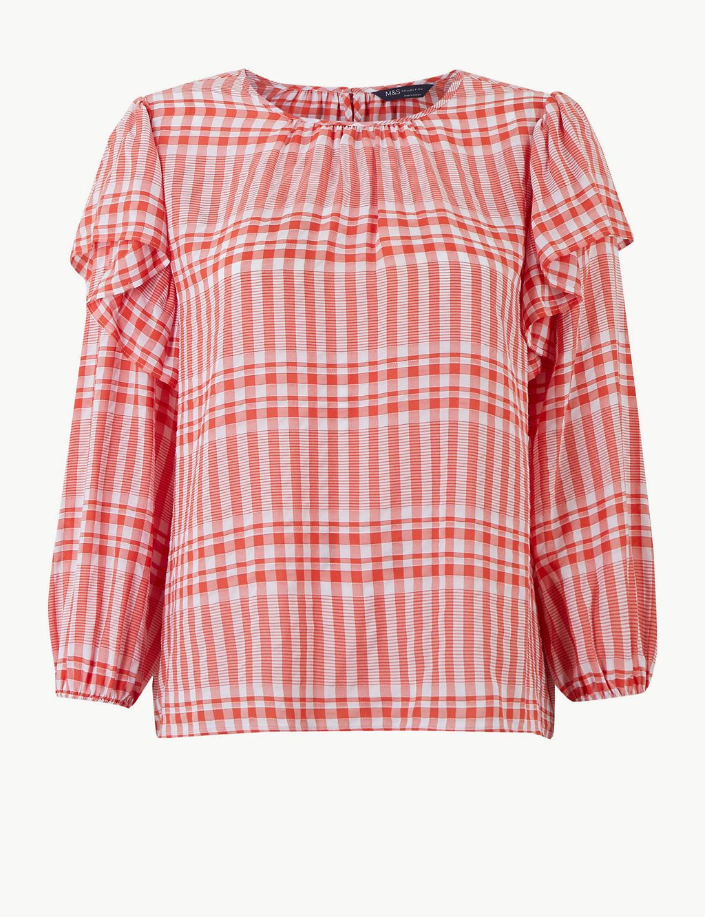 Checked Ruffle Sleeve Blouse 1 of 4