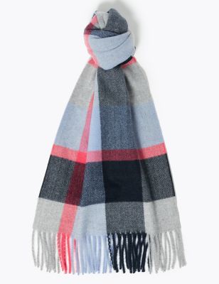 BNWT Marks and Spencer Scarf Lambswool made in England RRP £25 navy mix M&S NEW 