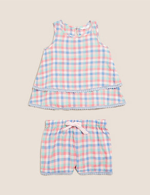 Checked Short Pyjama Set (1-7 Yrs) Image 2 of 4