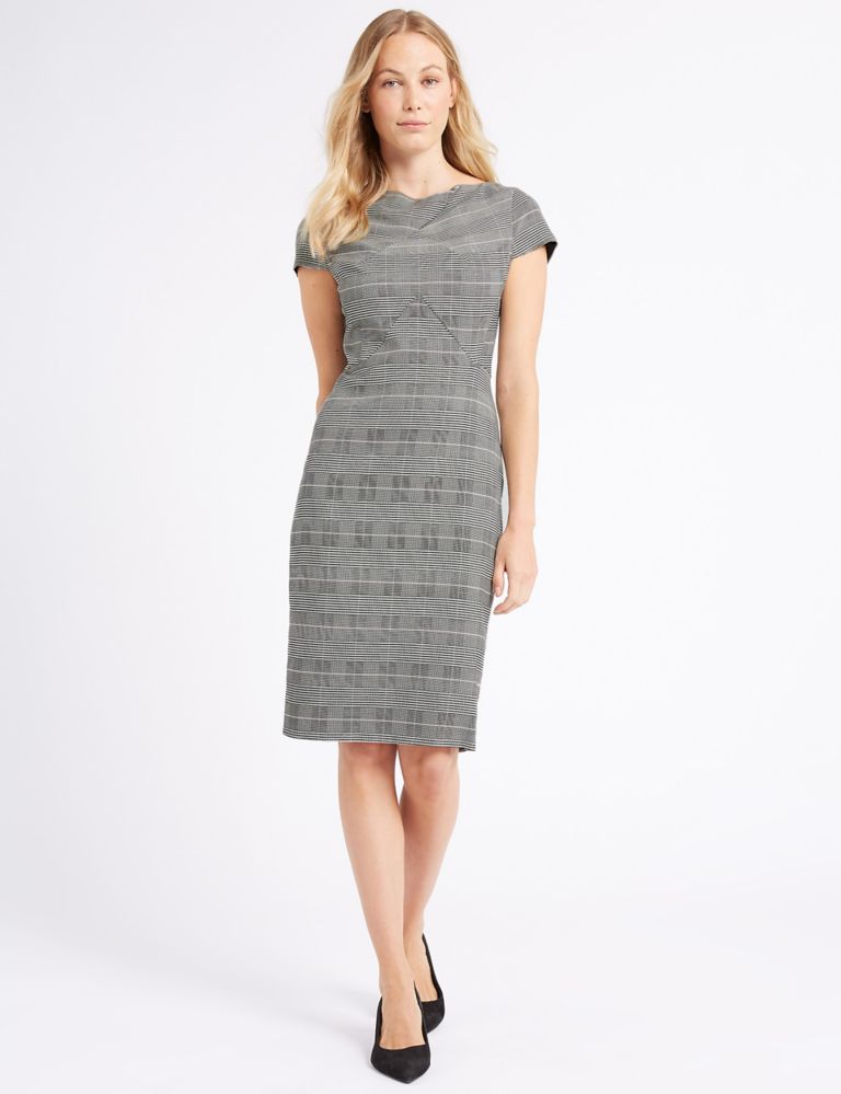 Checked Short Sleeve Pencil Dress 1 of 6