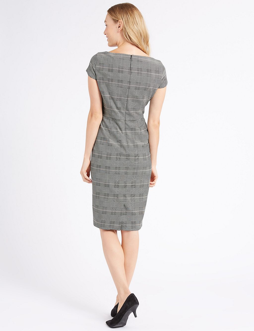 Checked Short Sleeve Pencil Dress 4 of 6