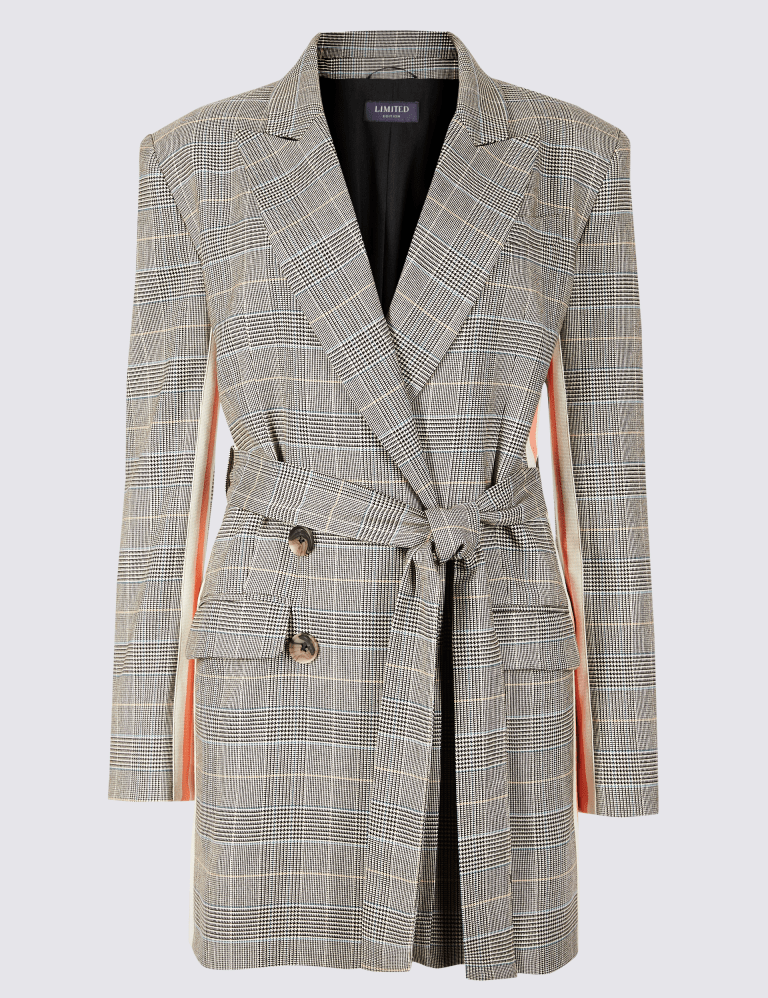 Checked sale longline blazer