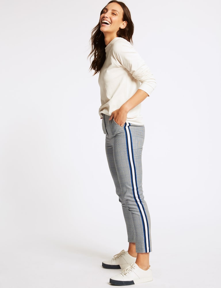 Checkered pants new arrivals with side stripe