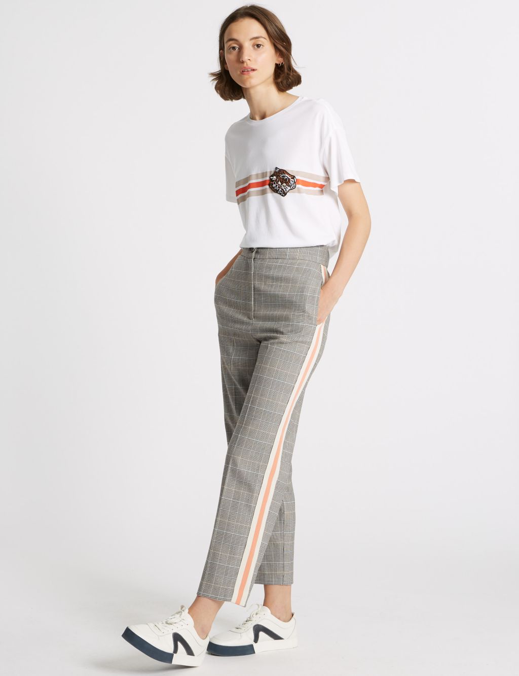 Checked Side Stripe Tapered Leg Trousers 3 of 7