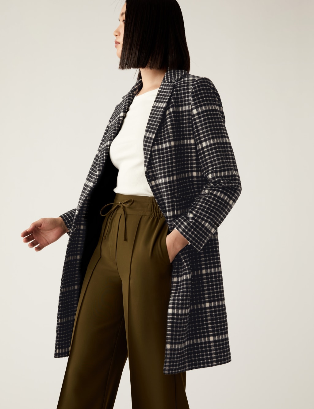 Marks and spencer checked coat discount