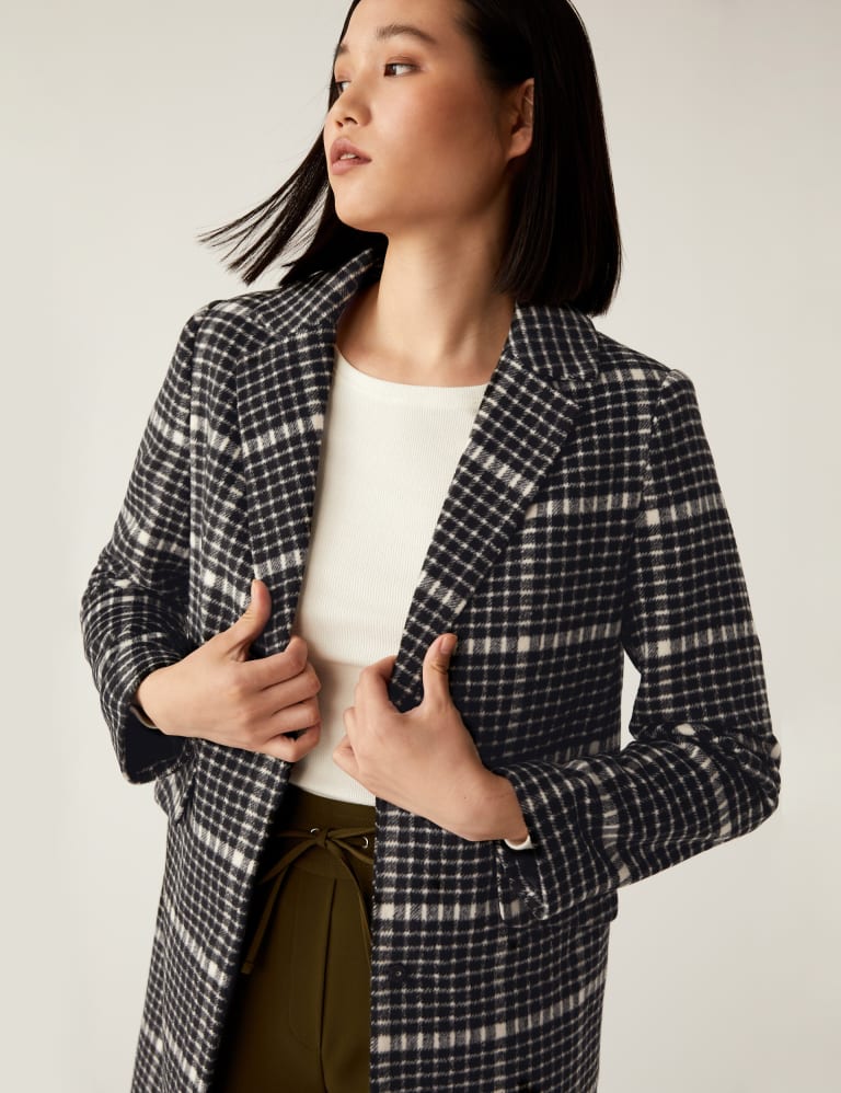 Checked Single Breasted Coat
