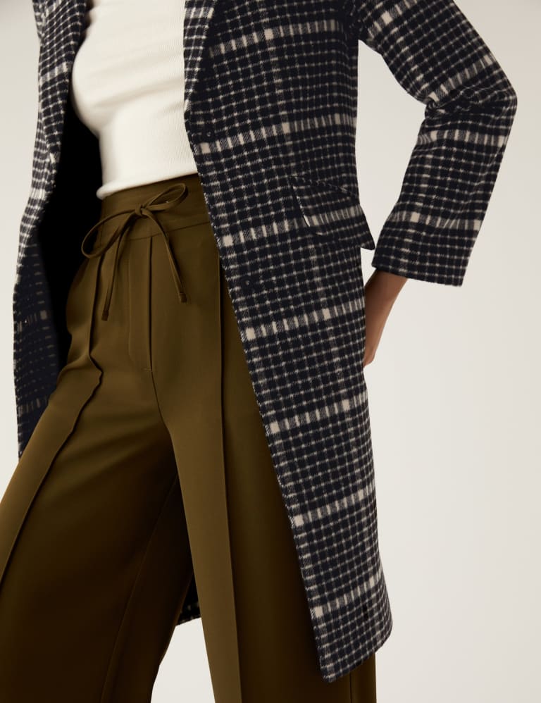 Check single breasted coat top