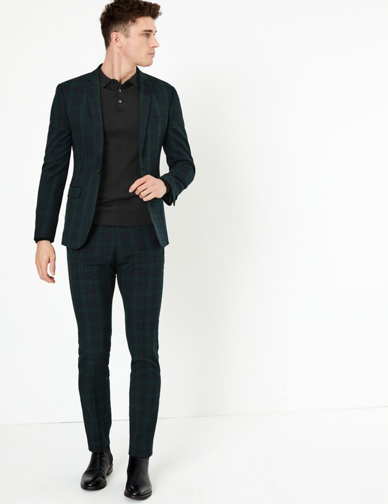 Checked Skinny Fit Jacket with Stretch 4 of 8