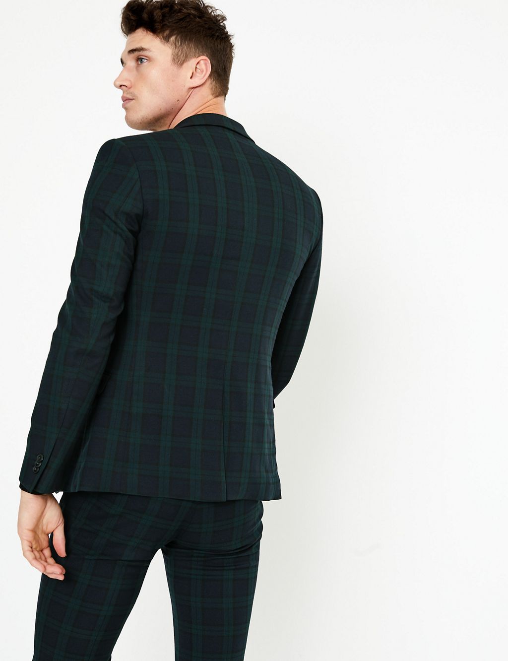 Checked Skinny Fit Jacket with Stretch 8 of 8
