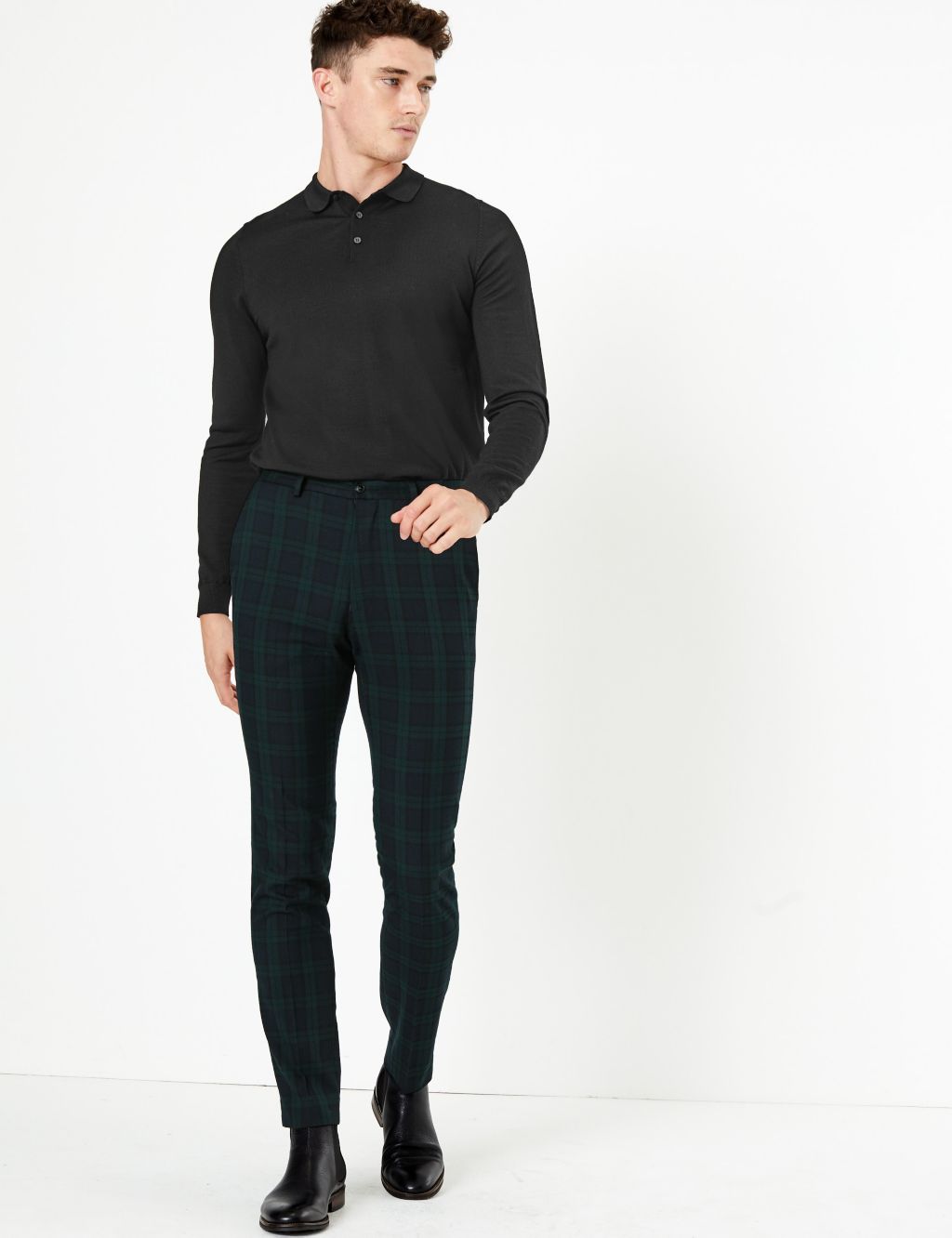 Checked Skinny Fit Trousers with Stretch 3 of 6