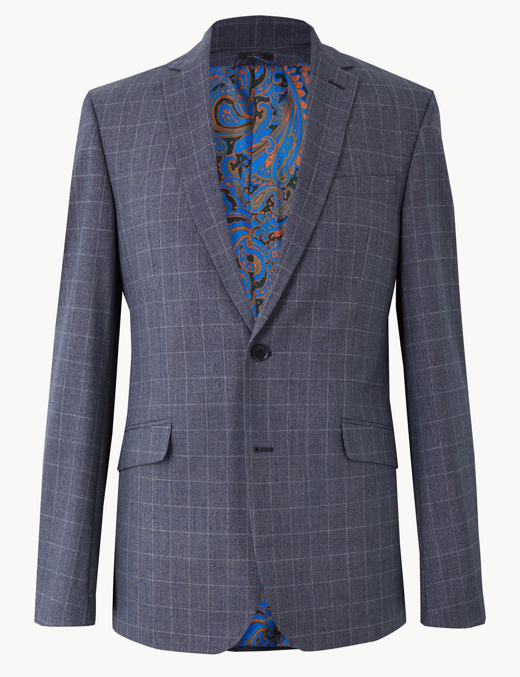 Checked Slim Fit Jacket with Stretch 1 of 8