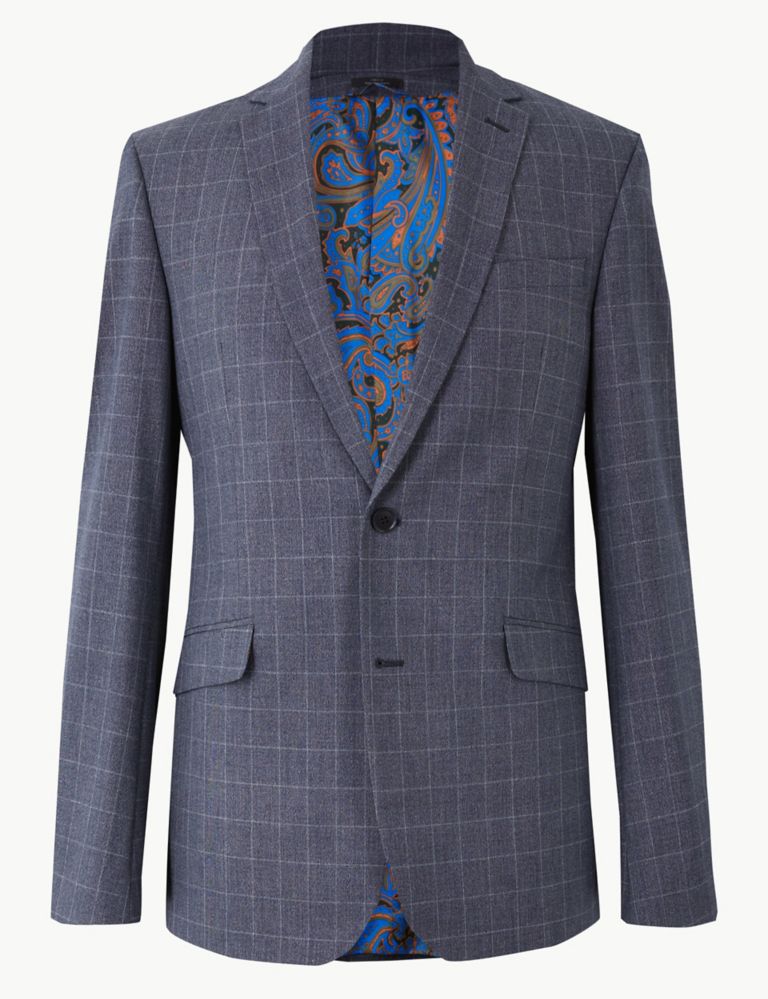 Checked Slim Fit Jacket with Stretch 2 of 8