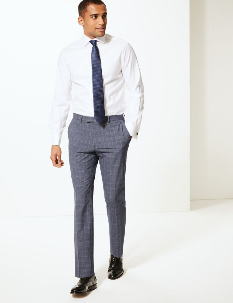 Checked Slim Fit Trousers with Stretch 1 of 6