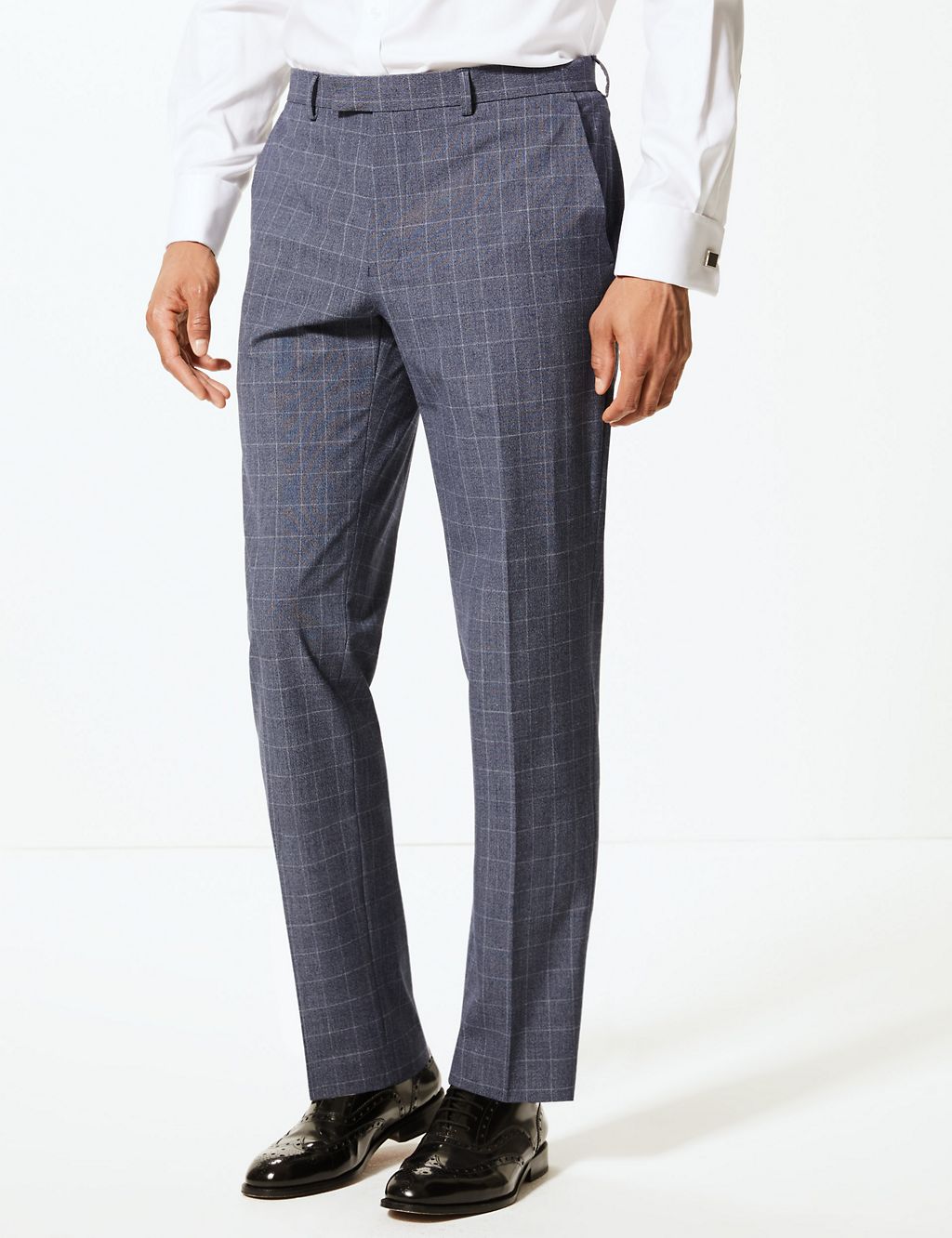 Checked Slim Fit Trousers with Stretch 2 of 6