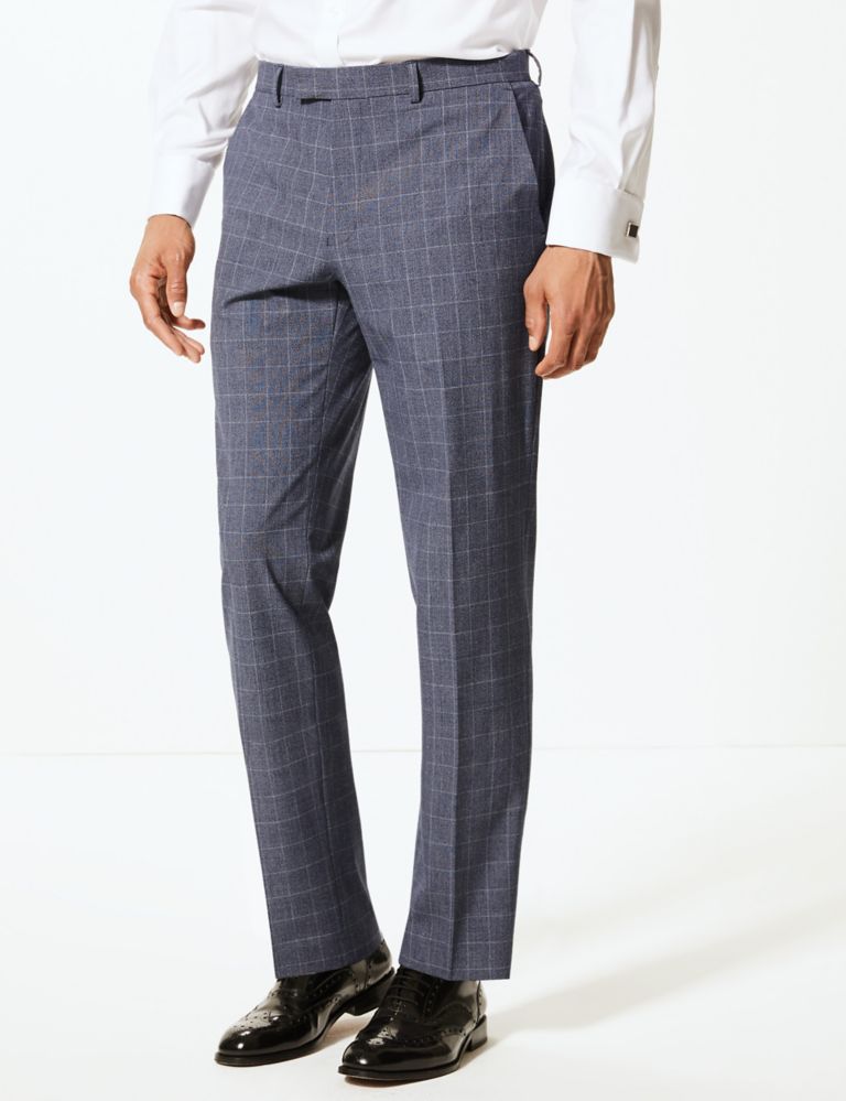 Checked Slim Fit Trousers with Stretch 3 of 6