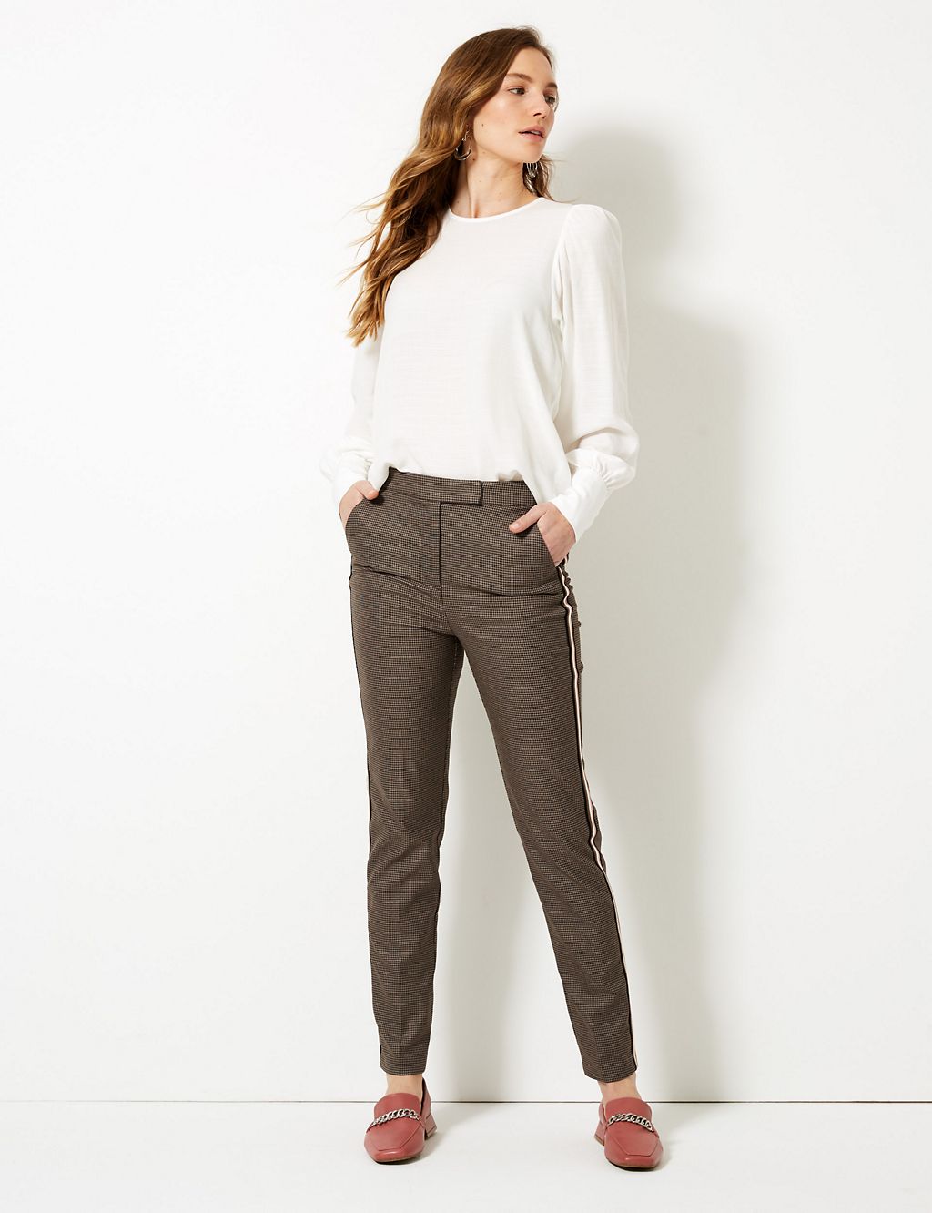 Checked Slim Leg Ankle Grazer Trousers 3 of 5